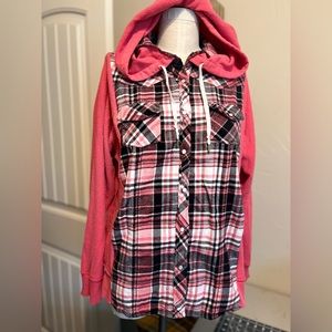 One of a kind My Tribe upcycled flannel hoodie